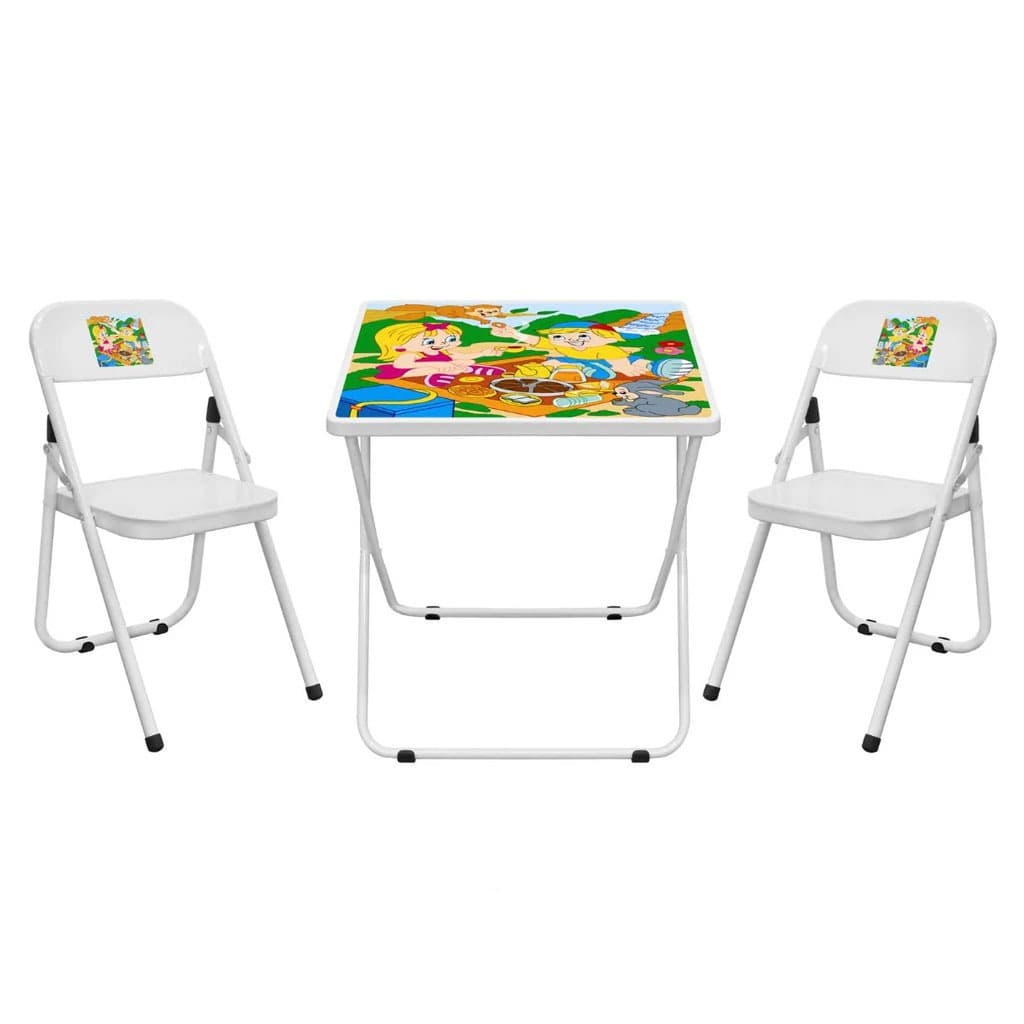 Conjunto Mesa Infantil Dobrável com 2 Cadeiras Açomix Prático, Resistente e Compacto