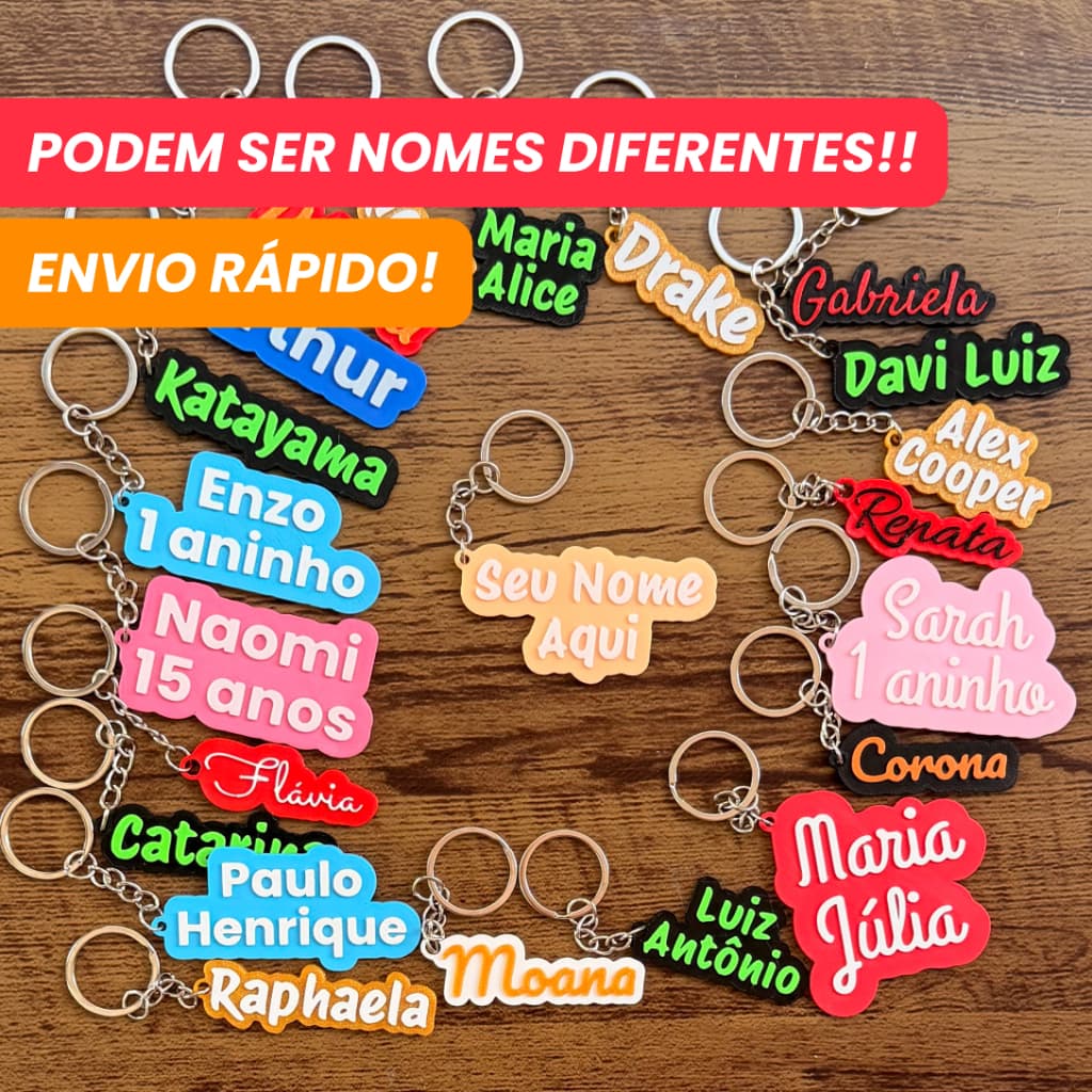 Chaveiros Personalizados Opções de Fontes Letras Mimo Presente Lembrancinha