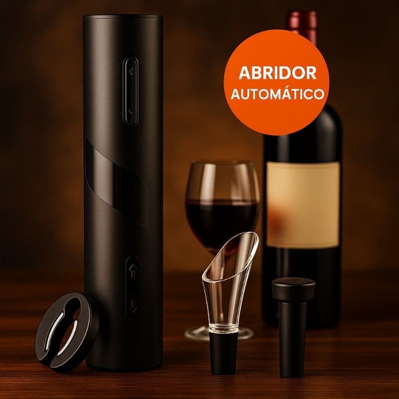 Abridor Vinho Elétrico Automático Saca Tira Rolhas Recarregável USB Kit 4 Peças Luxo Presente Adega