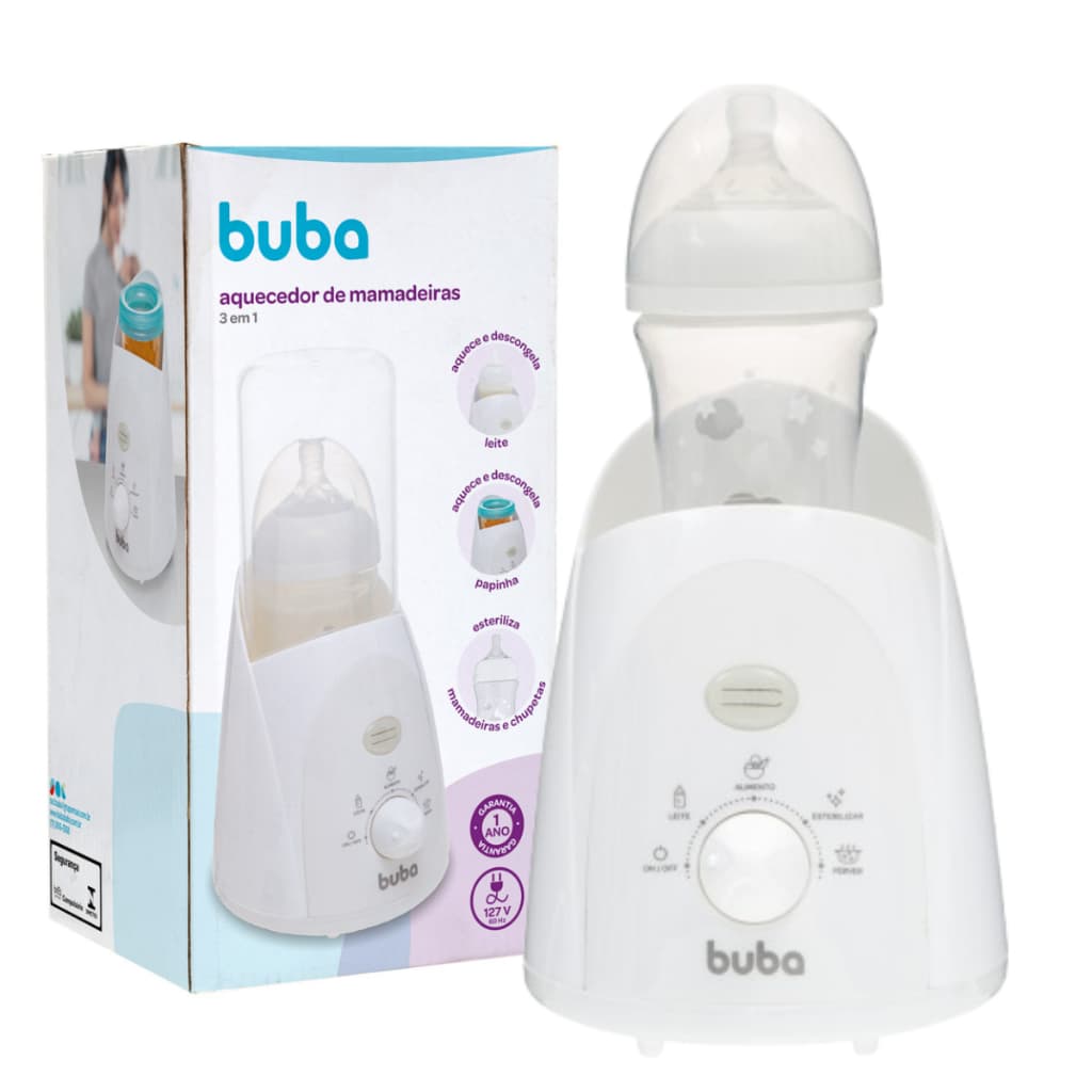 Aquecedor de Mamadeira. Elétrico Portátil Buba Aquece Descongela Esteriliza 127V Compacto e Leve