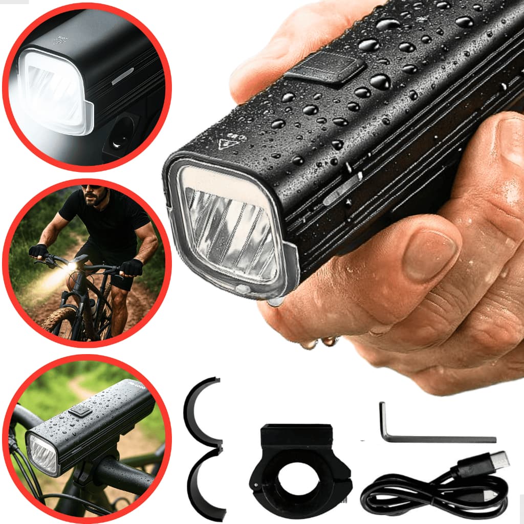 Farol Bike Lanterna Led Recarregável Potente 1000 Lumens Pro Função PowerBank Farol Bike