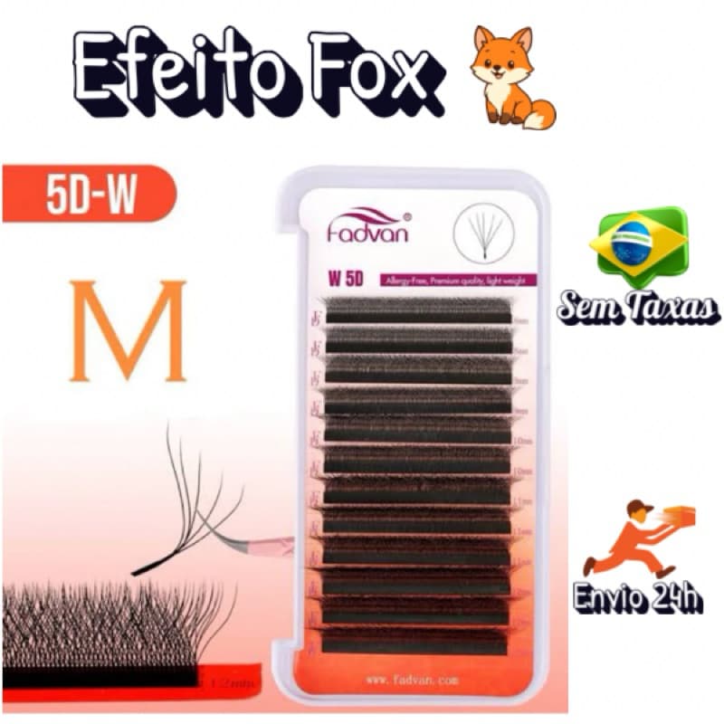 Cílios Fadvan 5D curvatura M para efeito fox eyes raposa delineador, lash designer extensão de cílios Fio Preto