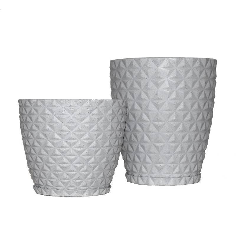 Kit 2 Vasos Polietileno para Plantas Jardim Sala Luxo Coluna Bojo Diamante PP & P Com Prato