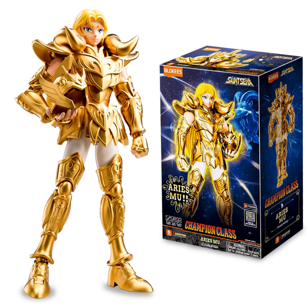 Blokees Boneco de Ação Saint Seiya Aries Mu Articulado 15cm Colecionavel Menino Brinquedo