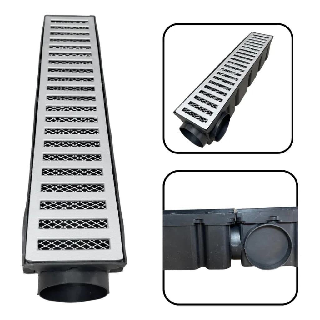Ralo 10x50 Grelha 75MM Com Tela Alumínio Preto