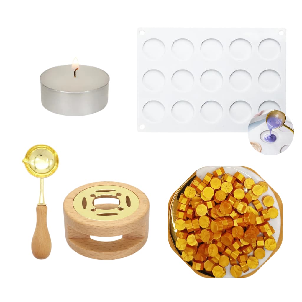 Kit Completo para Lacre – Forno, 200 Ceras, Colher e Molde