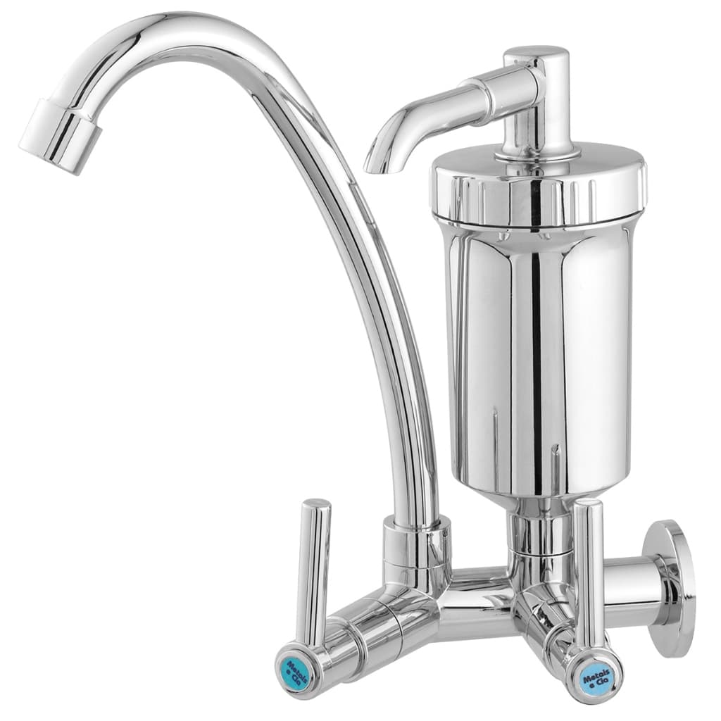 Torneira com Filtro de Cozinha Parede 1/4 de Volta de Parede Arejador Bica Móvel 360°