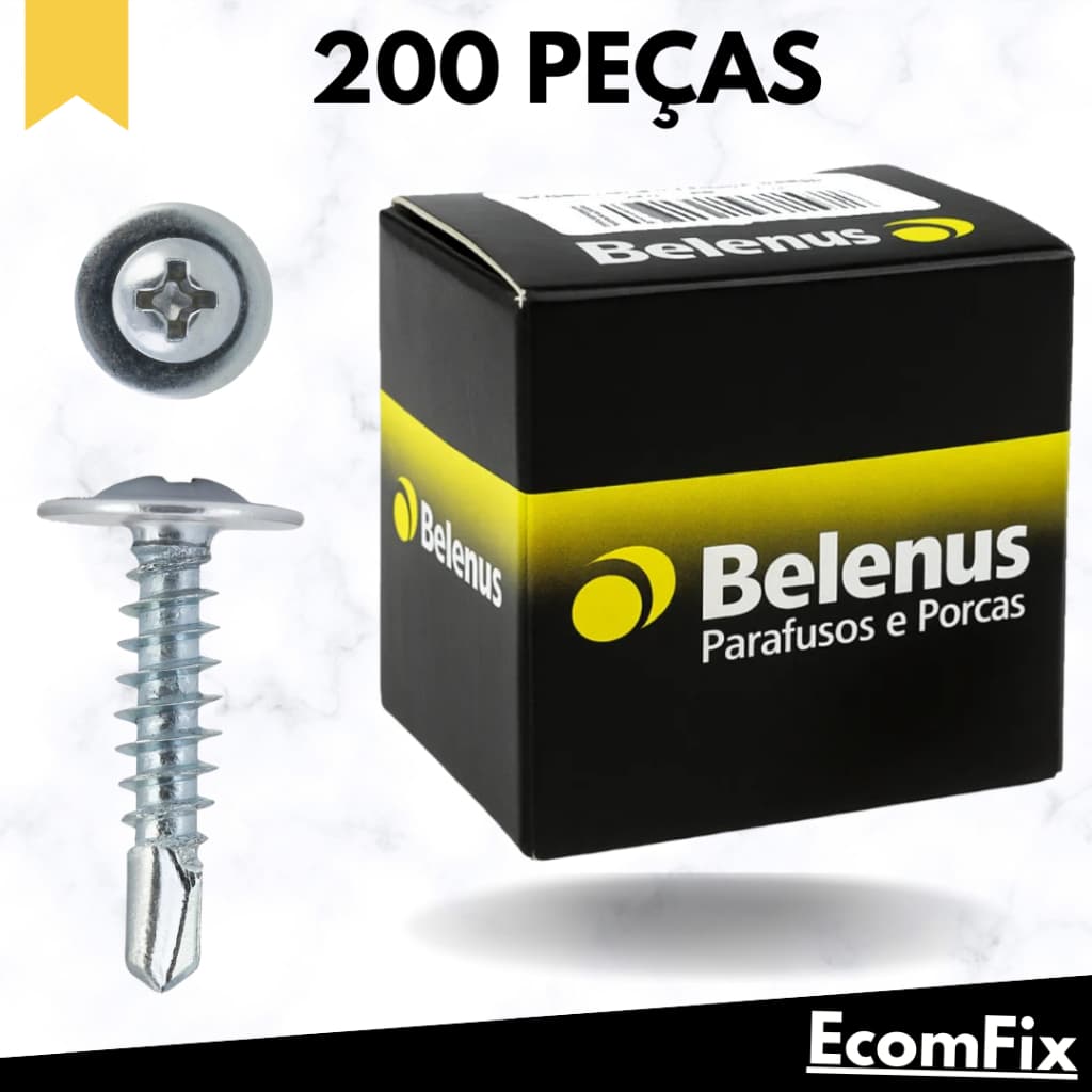 Parafuso Auto Brocante Flangeado Phillips 4,2x25 Para Metalon Drywall - Caixa 200 Peças