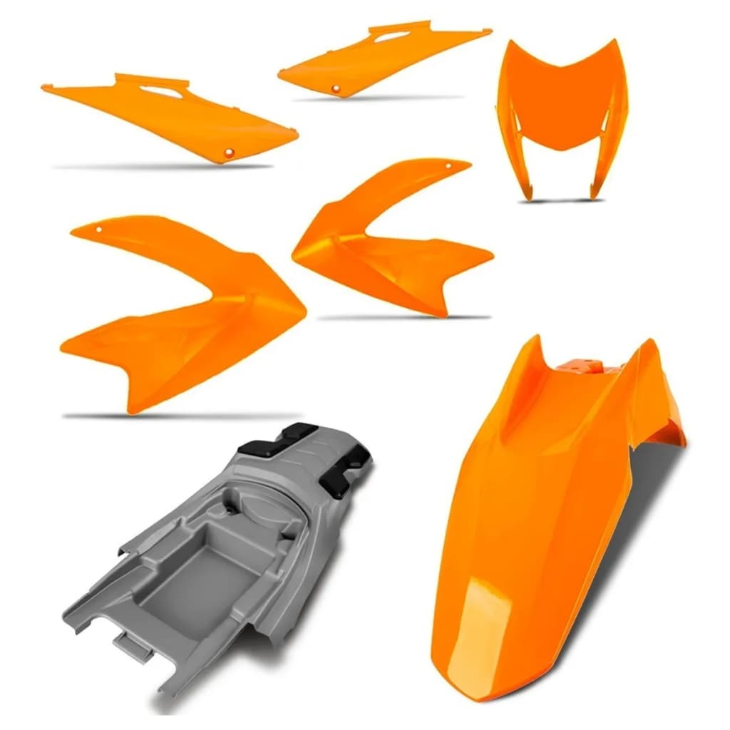 Conjunto 5 Peças Carenagem Honda Bros 150 2009 2010 Laranja Canoa Padrão Original Pro Tork 5 Peças