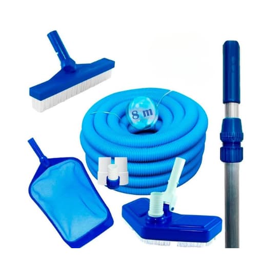 Kit Limpeza Piscina Aspirador Peneira Escova Ponteira + 8m de Mangueira e Cabo de 3m