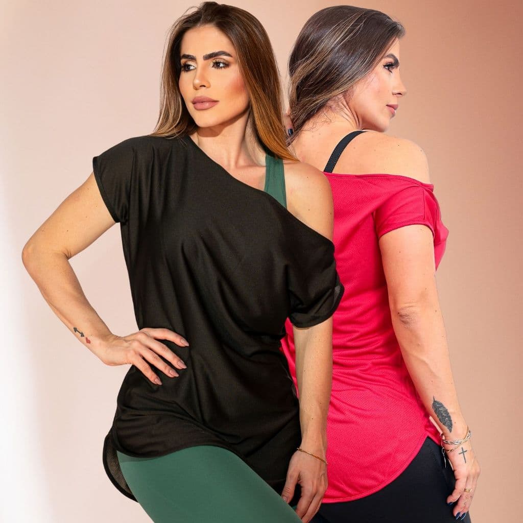 Kit 2 Blusas Fitness Femininas Dry Fit Seca Rápido Conforto para Academia e Dia a Dia Melhor Preço