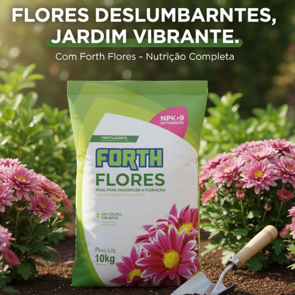 Fertilizante Forth Flores 10kg nutrição completa para floradas intensas, cores vivas e muito brilho.