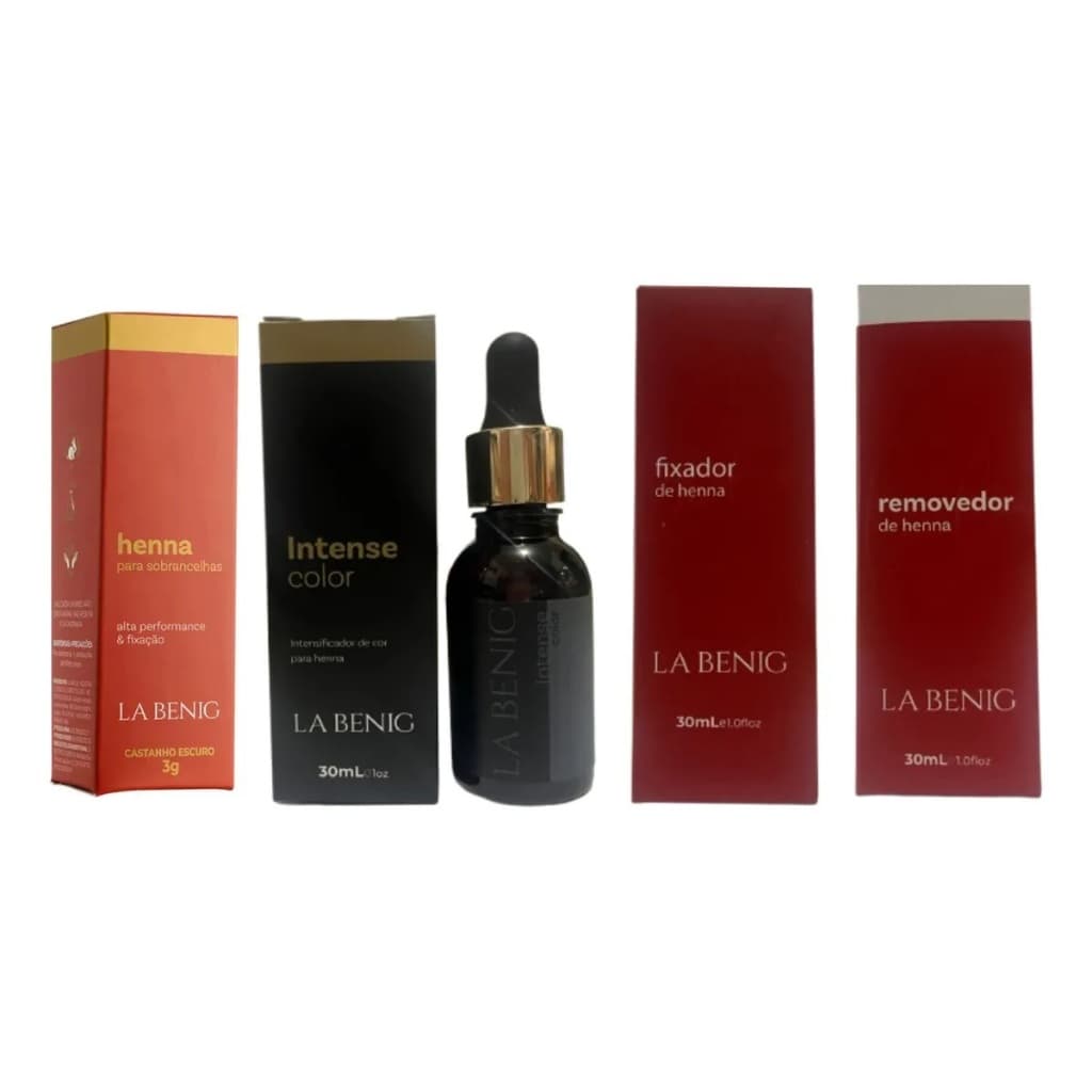 Kit Henna + Intesificador + Removedor + Fixador La Benig