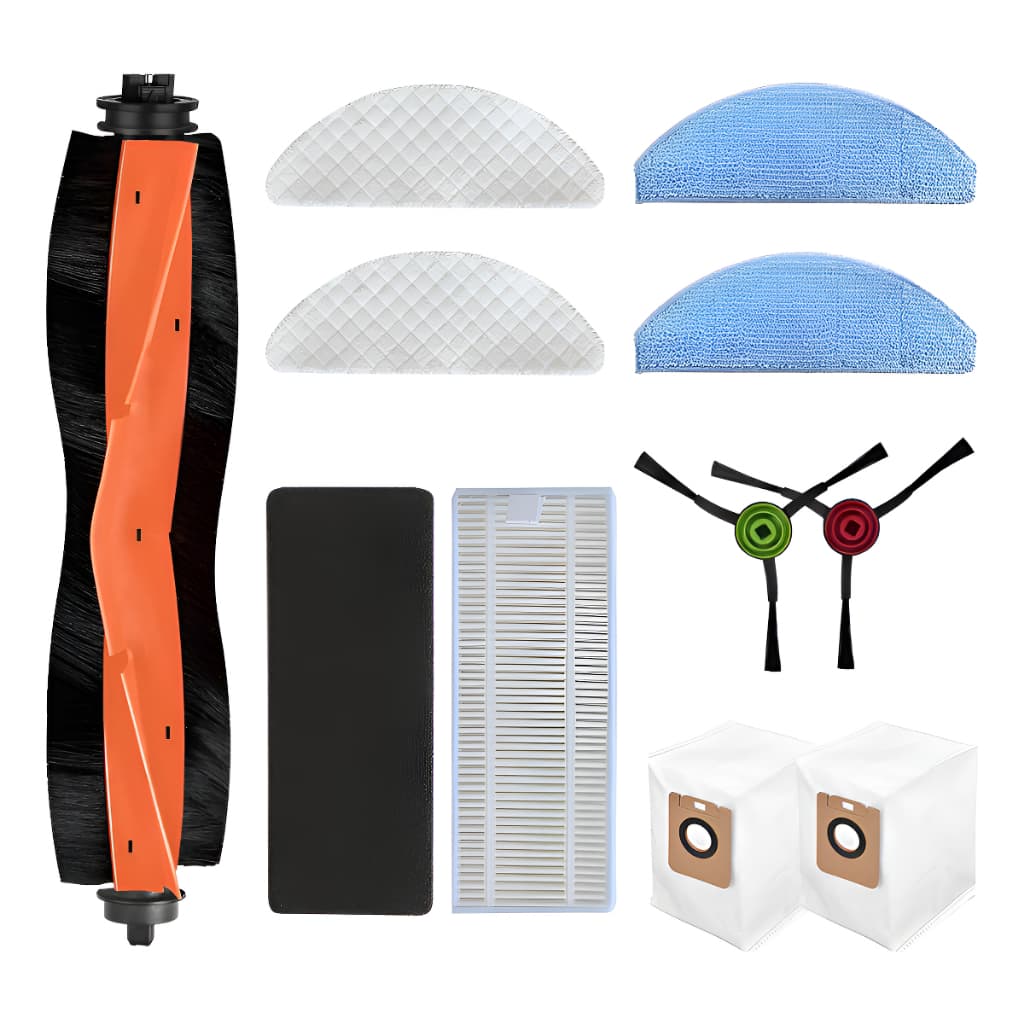 Kit Acessorios Escova + Panos Mop + Filtros Hepa + Sacos P/ Robô Aspirador Lydsto G2 Branco Preto