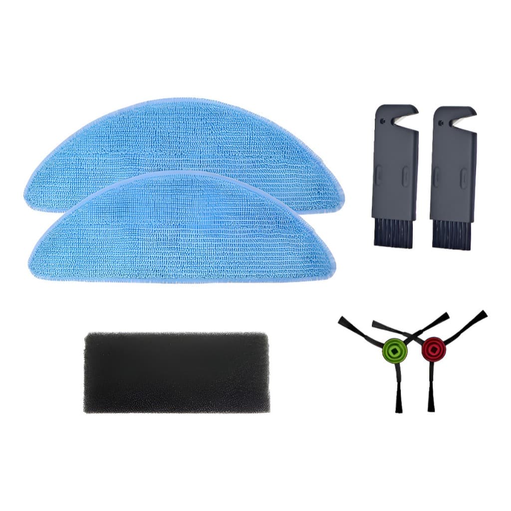 Kit Acessorios Escovas + Panos Mop + Filtro Hepa P/ Robô Aspirador Lydsto R5d Branco Preto