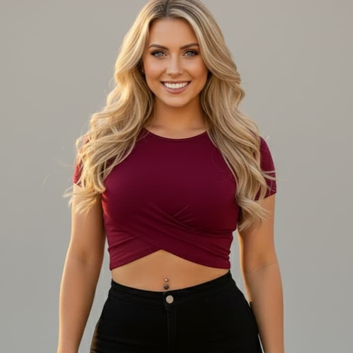 Cropped Viscolycra Transpassado Manga Curta Feminina Blusa Moda Verão Blogueira Tendência