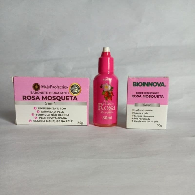 Kit Rosa Mosqueta Creme Hidratante+óleo+sabonete Natural