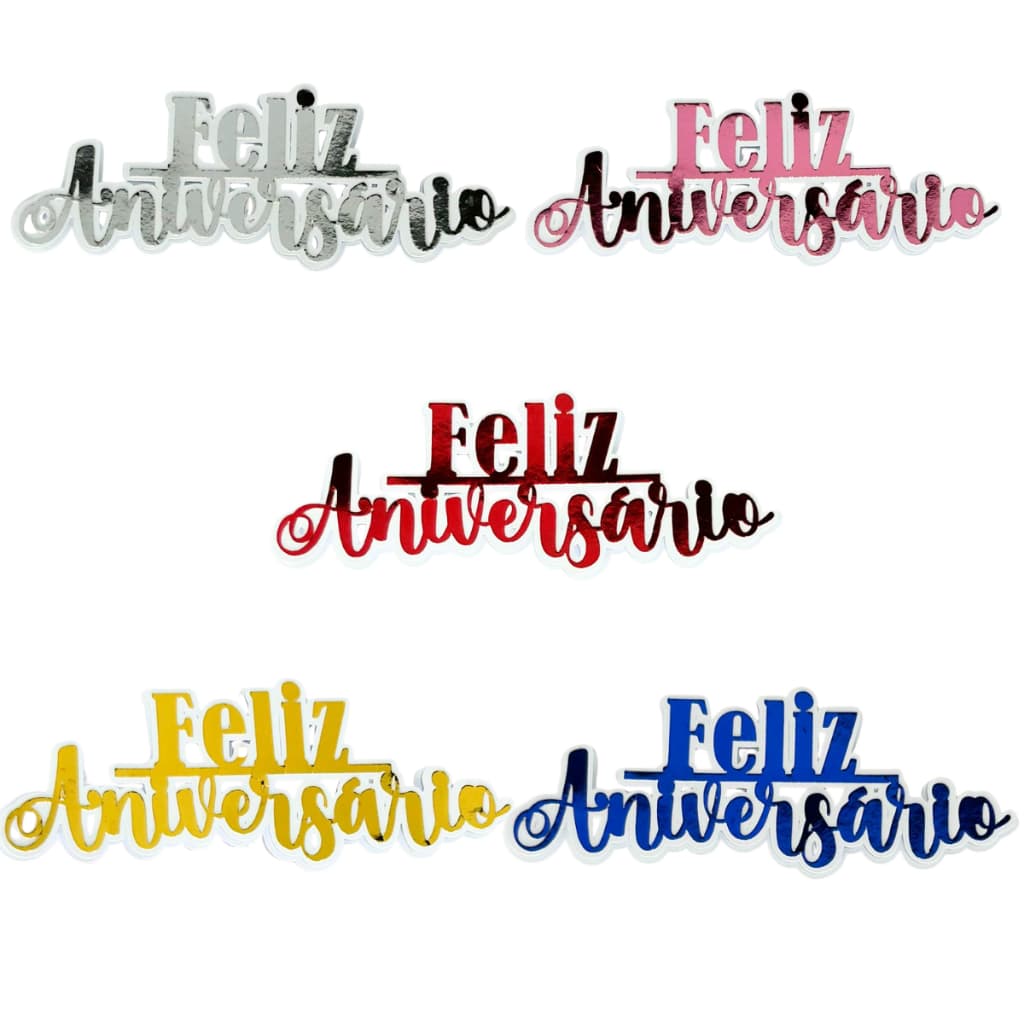 Kit 5 Topos De Bolo Feliz Aniversário Decorativo Decoração Para Festa Bolos