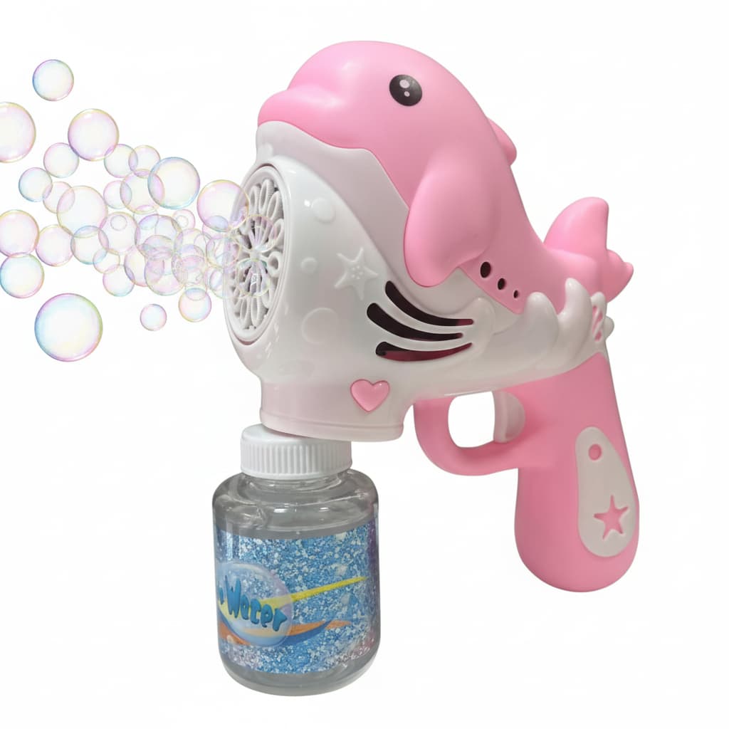 Brinquedo Pistola Lança Bolhas de Sabão - Golfinho Rosa