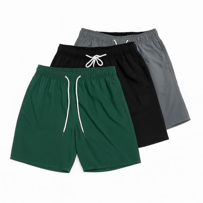 Kit 3 Short Masculino Bermuda Tactel com Elastano Academia Praia Dia a Dia