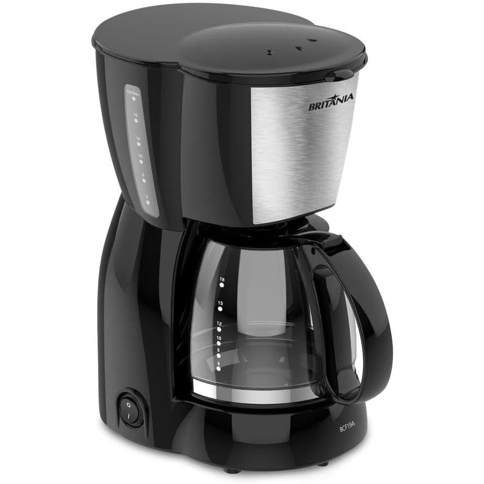 Cafeteira Elétrica Britânia Inox 18 Xícaras Jarra de Vidro 550W 220V Para Café Filtro