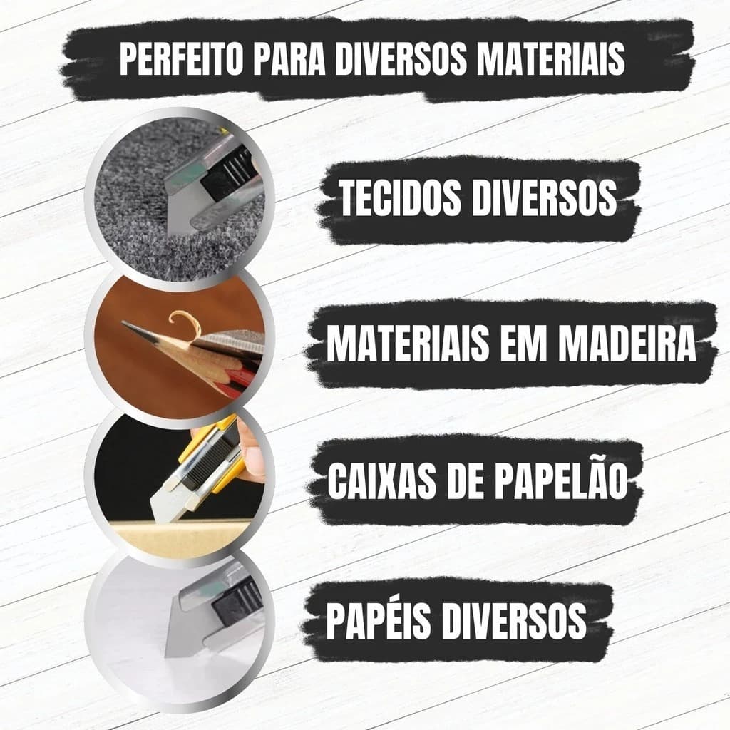 Kit Jogo Lâmina Trapezoidal Estilete Auto Retrátil 10/50 Unidades Profissional