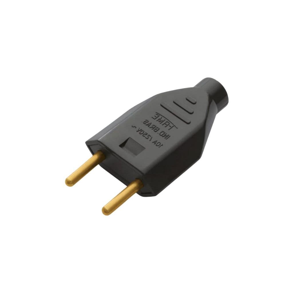 Plugue macho 2 pinos fame 10a preto