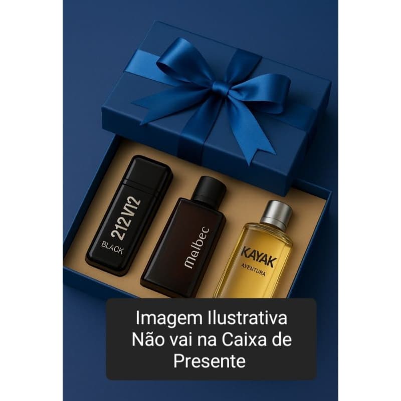 kit 3 Perfume Masculino 212vip black ,malbec, Kayak aventure 30ml cada Homen cheiroso