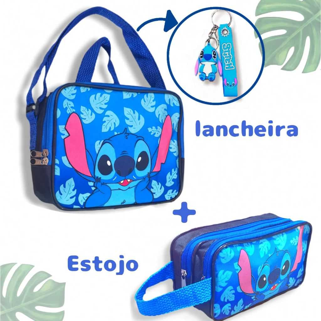 Kit Lancheira + Estojo Stitch | Térmica, Espaçosa e Super Fofa | Infantil Escolar Volta às Aulas