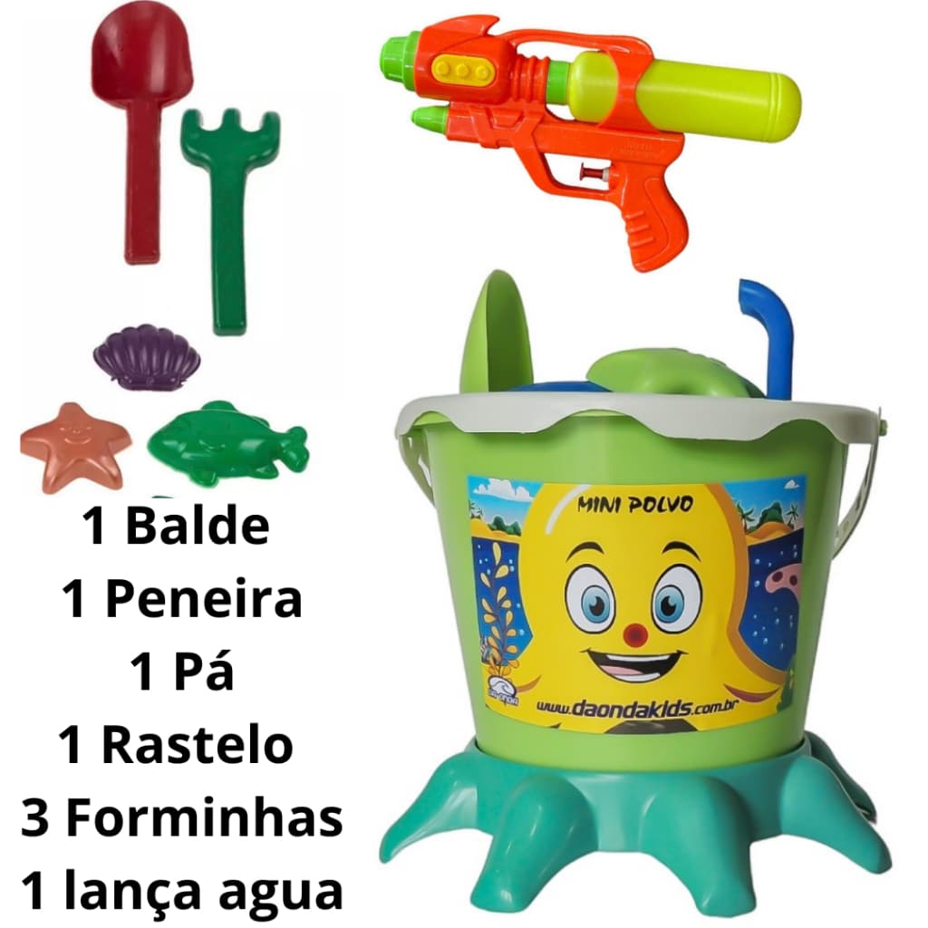 Kit Praia Baldinho de Praia Castelinho Areia Infantil Completo  + Lança Agua Brinquedo