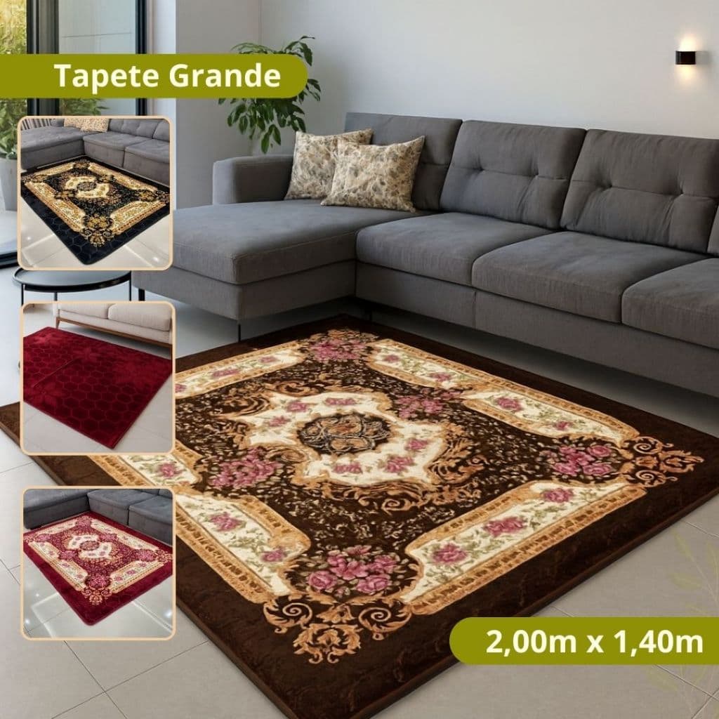 Tapete Floral ou Liso Antiderrapante para Decoração de Sala
