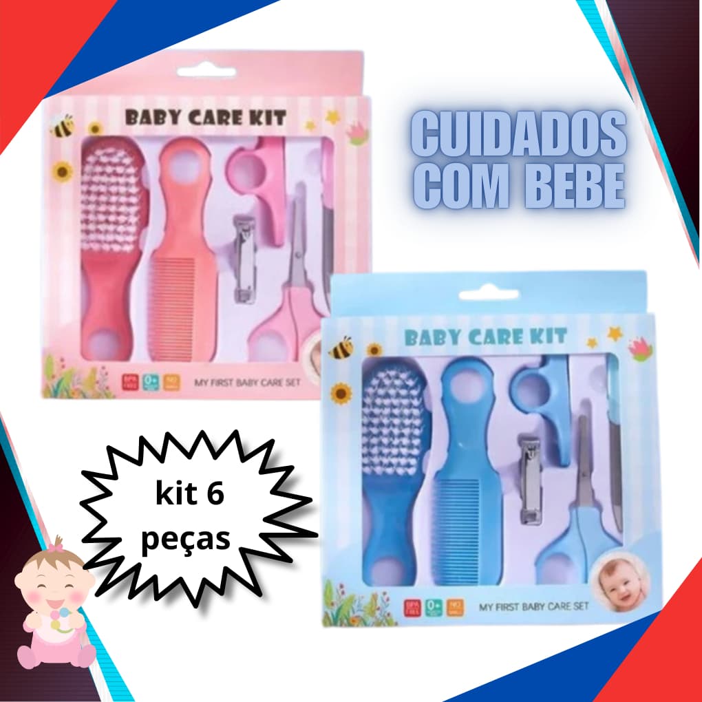 Conjunto 6 Peças Cuidados com Bebes Higiene Infantil Recém Nascidos
