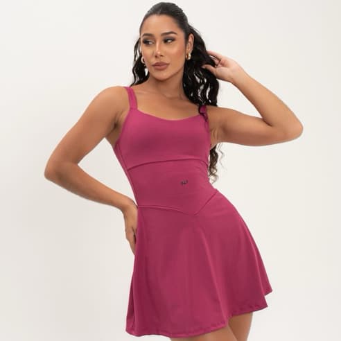 Macaquito saia fitness esportivo poliamida Rosa