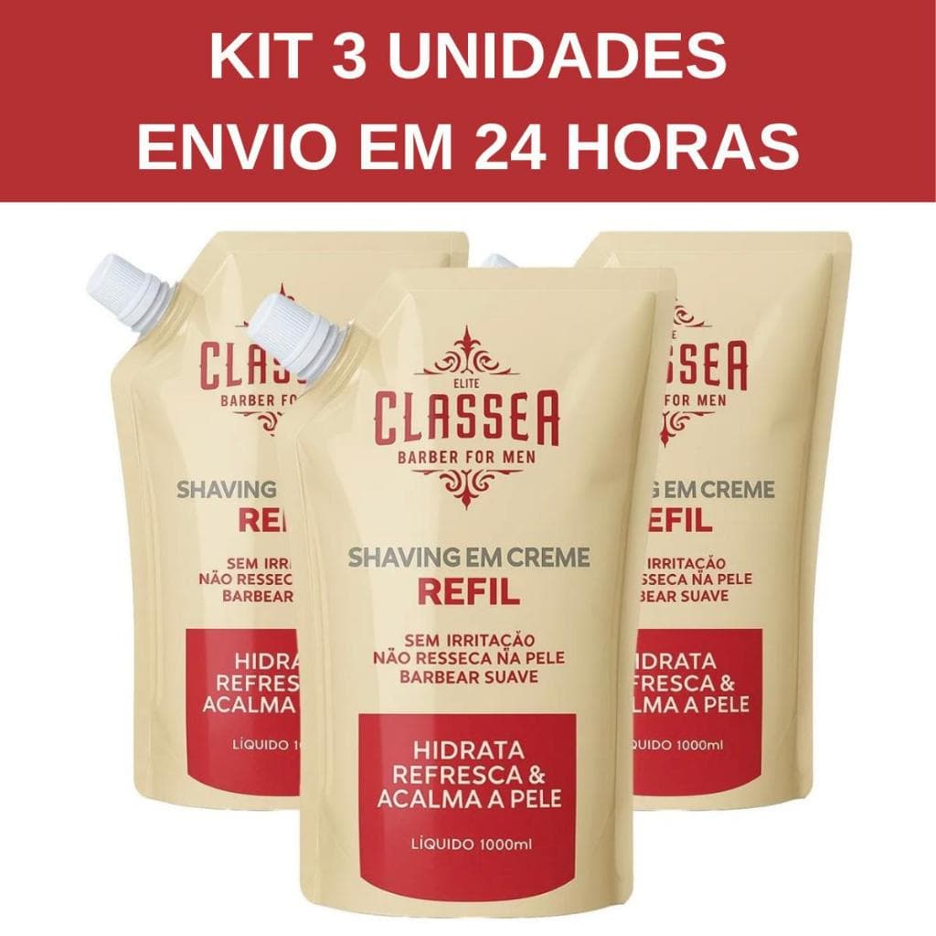Kit 3 Shaving Creme Barbear Classe A 1kg Profissional Envio Em 24 Horas