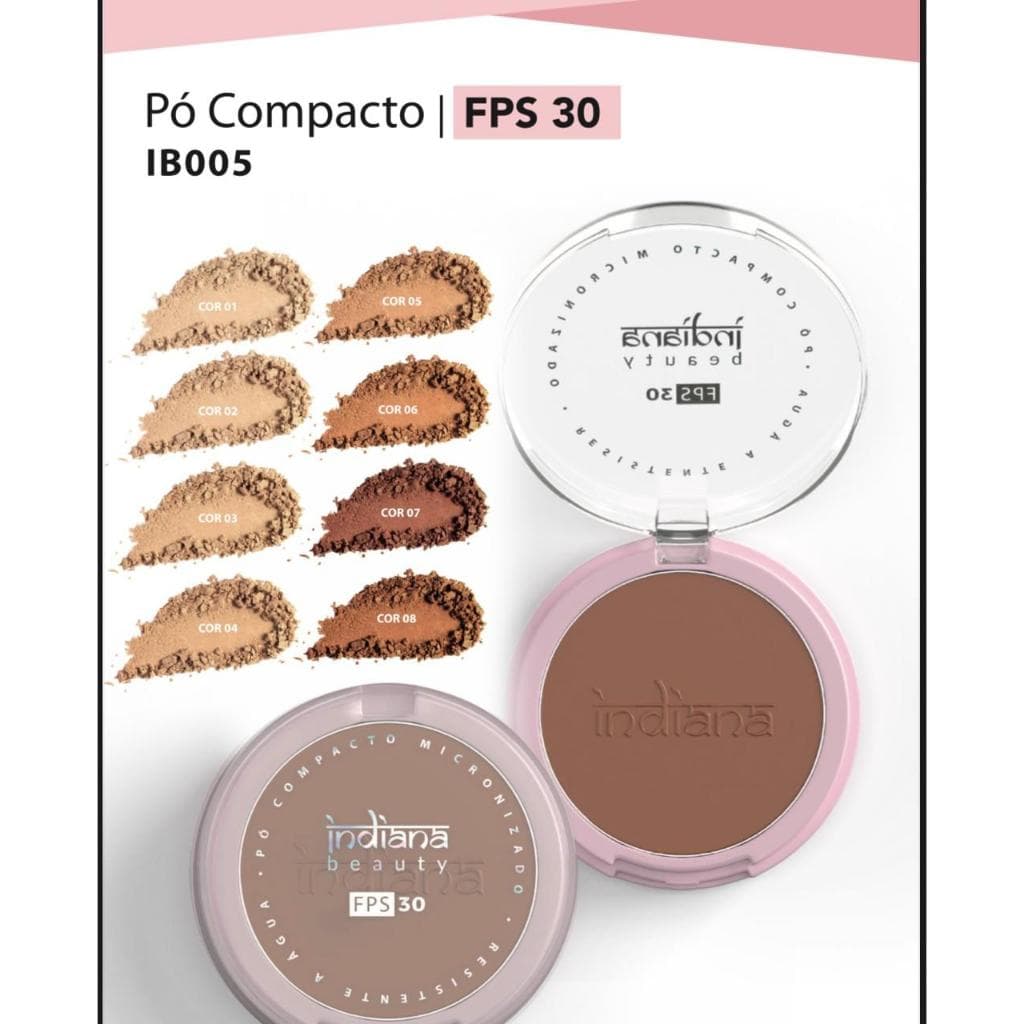 Pó Compacto com FPS30 Indiana Beauty Micronizado e Resistente à Água