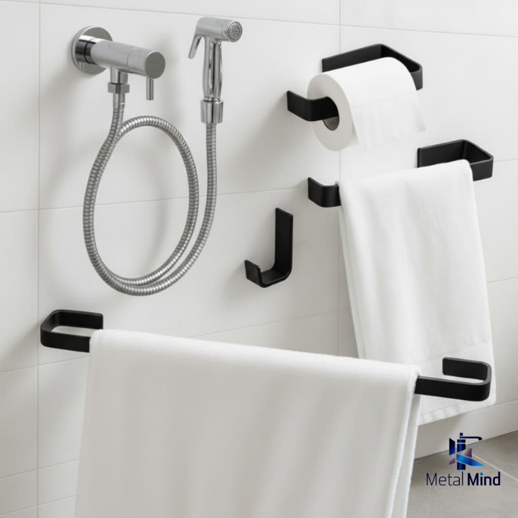 Kit Banheiro Preto Fosco Completo | Ducha Higiênica + Acessórios Quadrados Inox | Alta Qualidade
