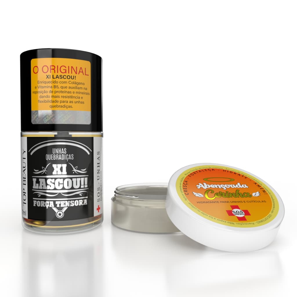 Kit Unhas Top Beauty Base Xi Lascou Cerinha Abençoada Amolecedor Cutícula S.O.S Nutrição Hidratação