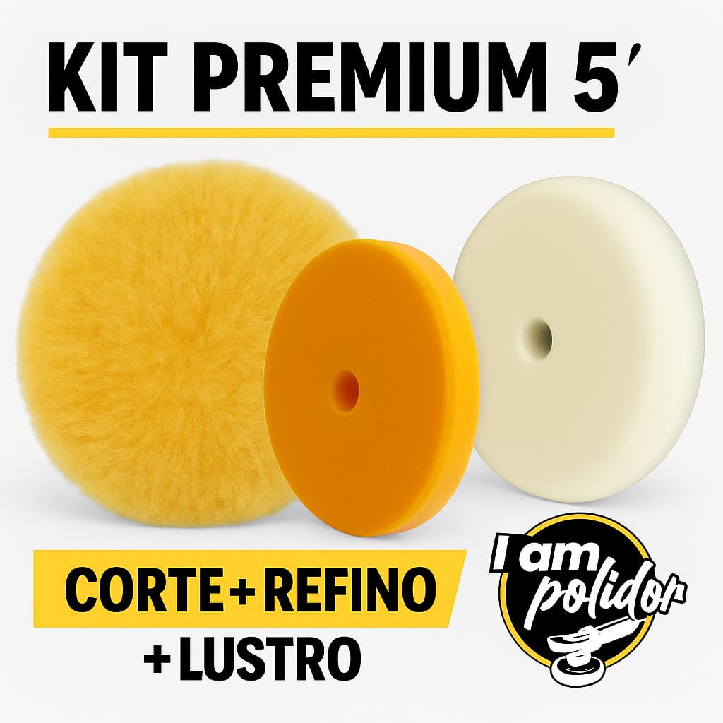 Kit 3 Boinas 5 Pol Corte Refino Lustro Espuma Lã Interface Politriz Roto Orbital Automotiva