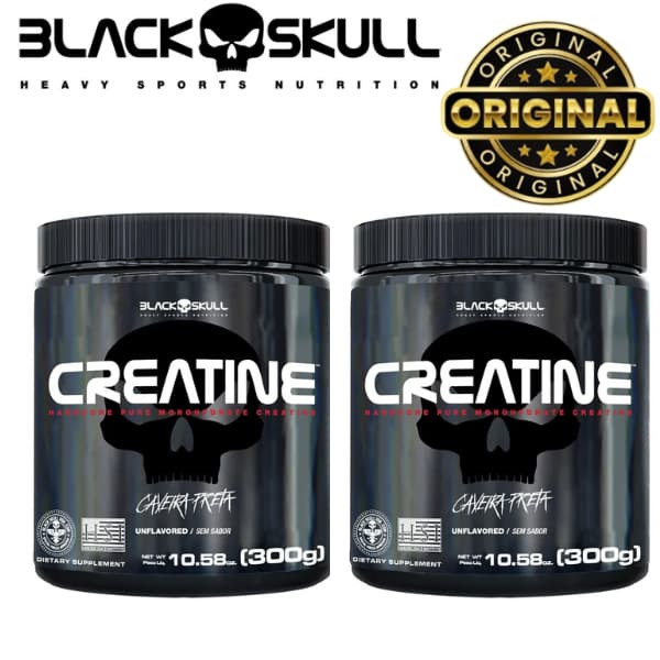 Kit 2x Creatina Monohidratada 100% pura Black Skull 600 gramas no total