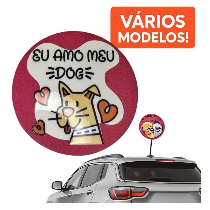 Ponteira Enfeite de Antena Eu amo meu DOG -  Amo Pets - Animais - Pet - Cachorro - Carro e Moto
