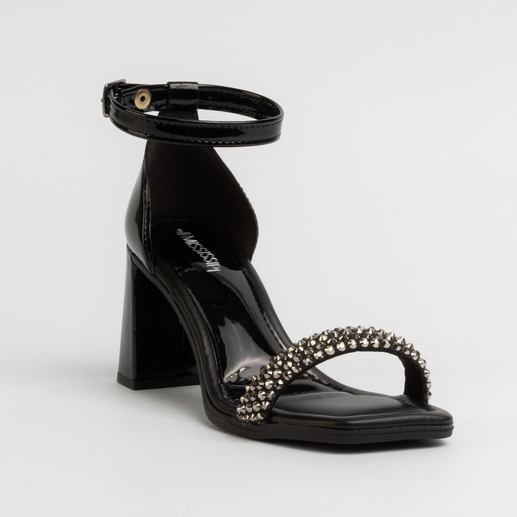 Sandália Feminina Mississipi Gisele Salto Alto Brilhantes Original Conforto e Estilo MF393