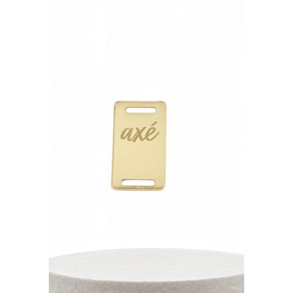 Kit com mini passantes 2 x 1,2 cm axé e fé acrilico dourado