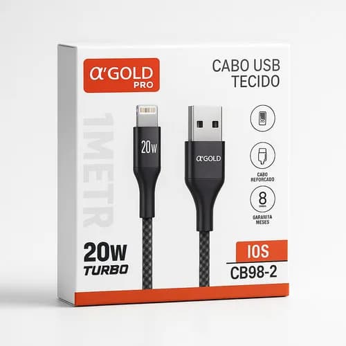 Cabo USB Para Iphone 1M Reforçado 20W