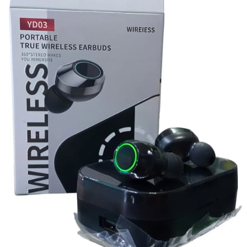 Fones de ouvido sem fio Bluetooth Gamer Yd03 V5.3, cor preta