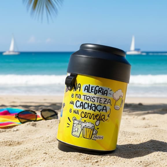 Caixa Térmica Cooler 12 Latas Com Alça Ajustável Praia Piscina Resistente Diversas Estampas
