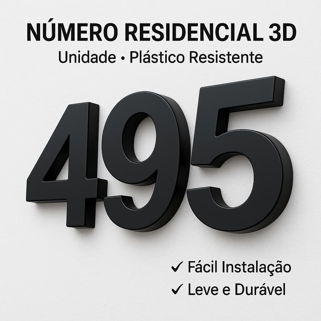 Números Residenciais e Comerciais em Plástico ABS Preto – Resistentes a Raios UV