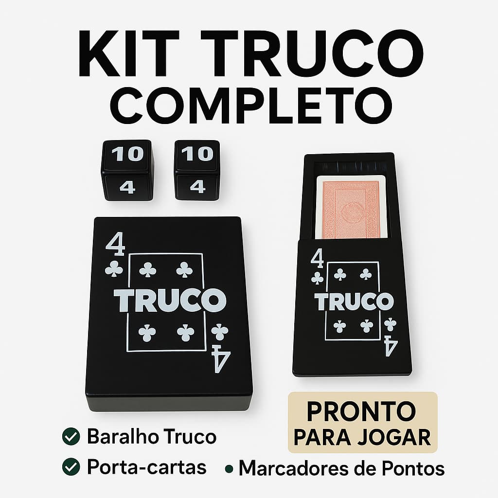 Kit Truco Completo – Baralho + Porta-Cartas + Marcadores de Pontos