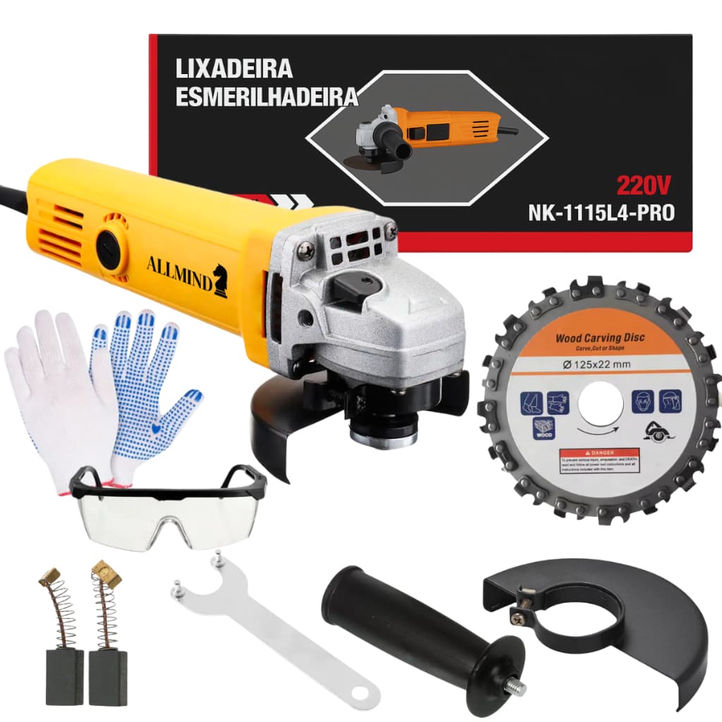 Lixadeira Esmerilhadeira Angular 115mm 780w Nakasaki Com Disco De Corte