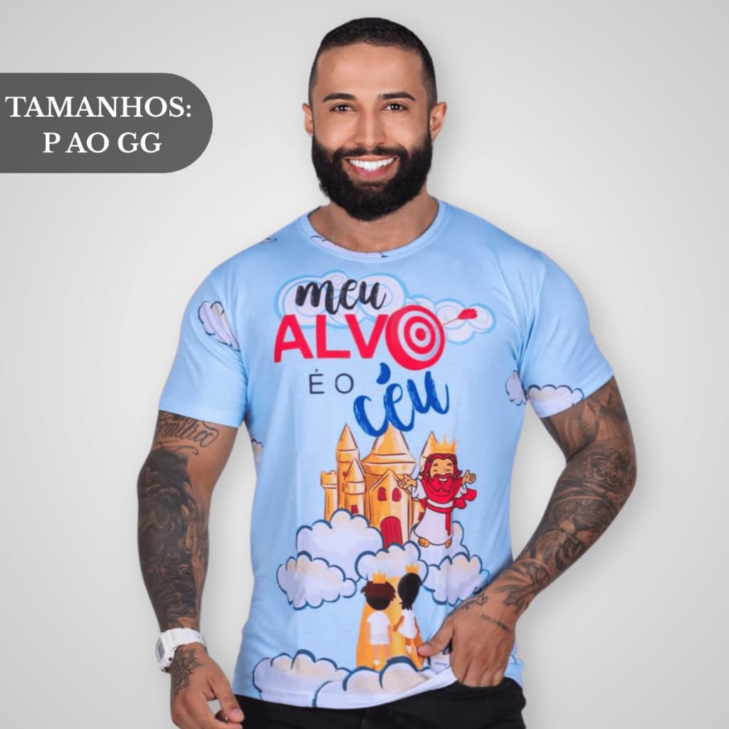 Camiseta Masculina Premium Estampada Ministério Infantil Meu alvo é o céu