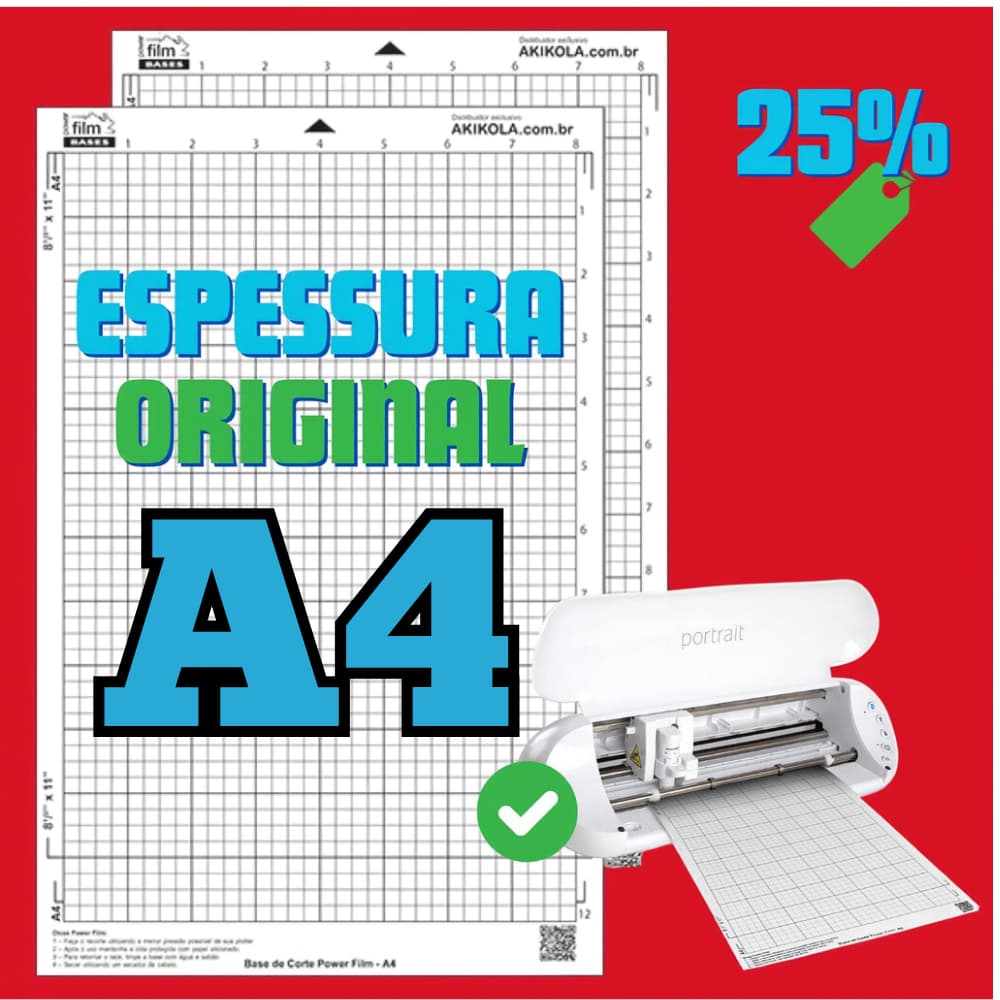 Kit 2 Base de Corte A4 Para Silhouette Portrait 2, 3 e 4 - Cameo, Cameo 2 e 3 - Com Cola